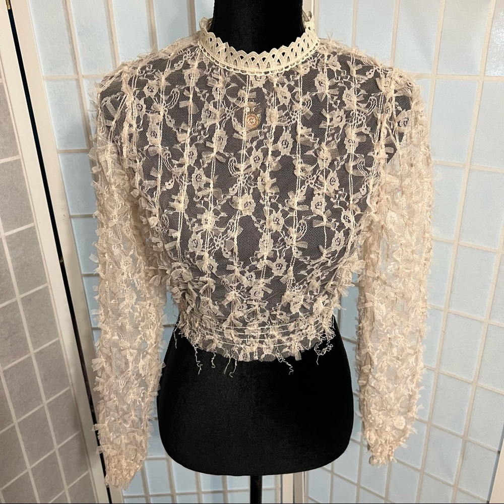 Cream Long Sleeve Sheer Shirt